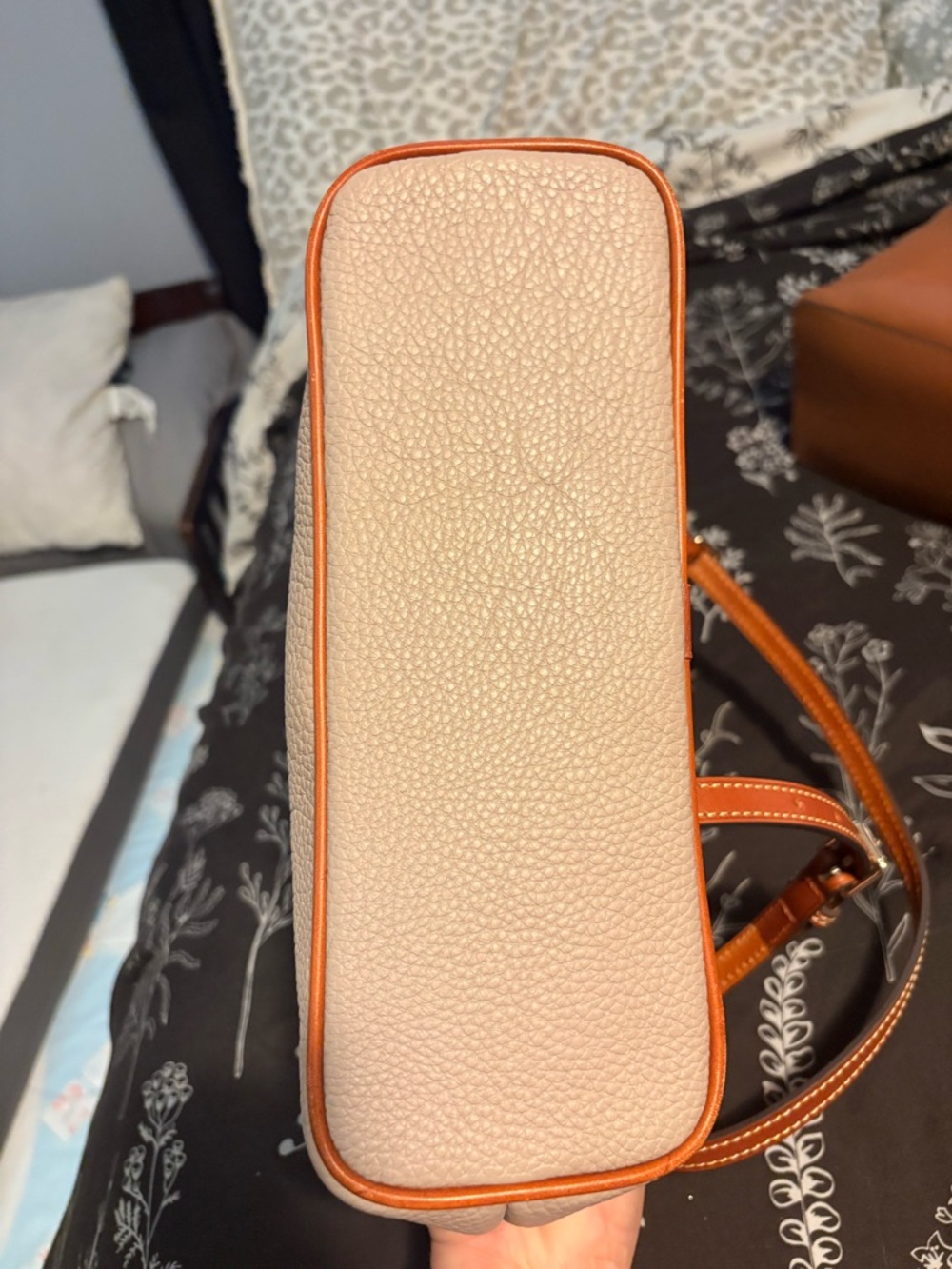 Dooney & Bourke Cream Pebble Leather Crossbody with Brown Trim - Picture 5 of 5